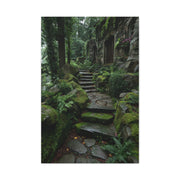 Green Moss-Covered Garden Staircase Wall Art & Canvas Print