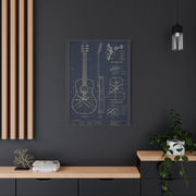 Acoustic Guitar Technical Blueprint Wall Art & Canvas Print