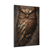 Rustic Metal Feather Owl Sculpture Wall Art & Canvas Print