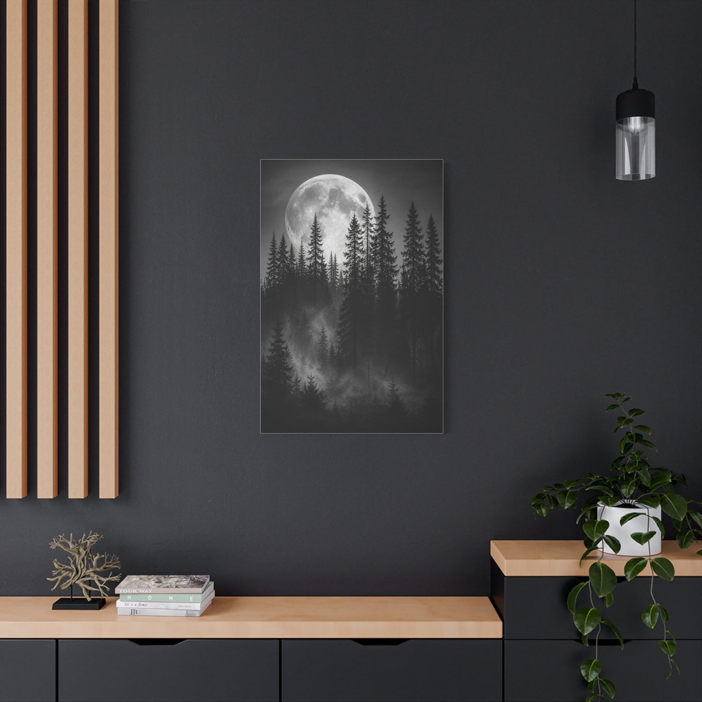 Moonlit Pine Forest Mystical Night Trees Wall Art & Canvas Print