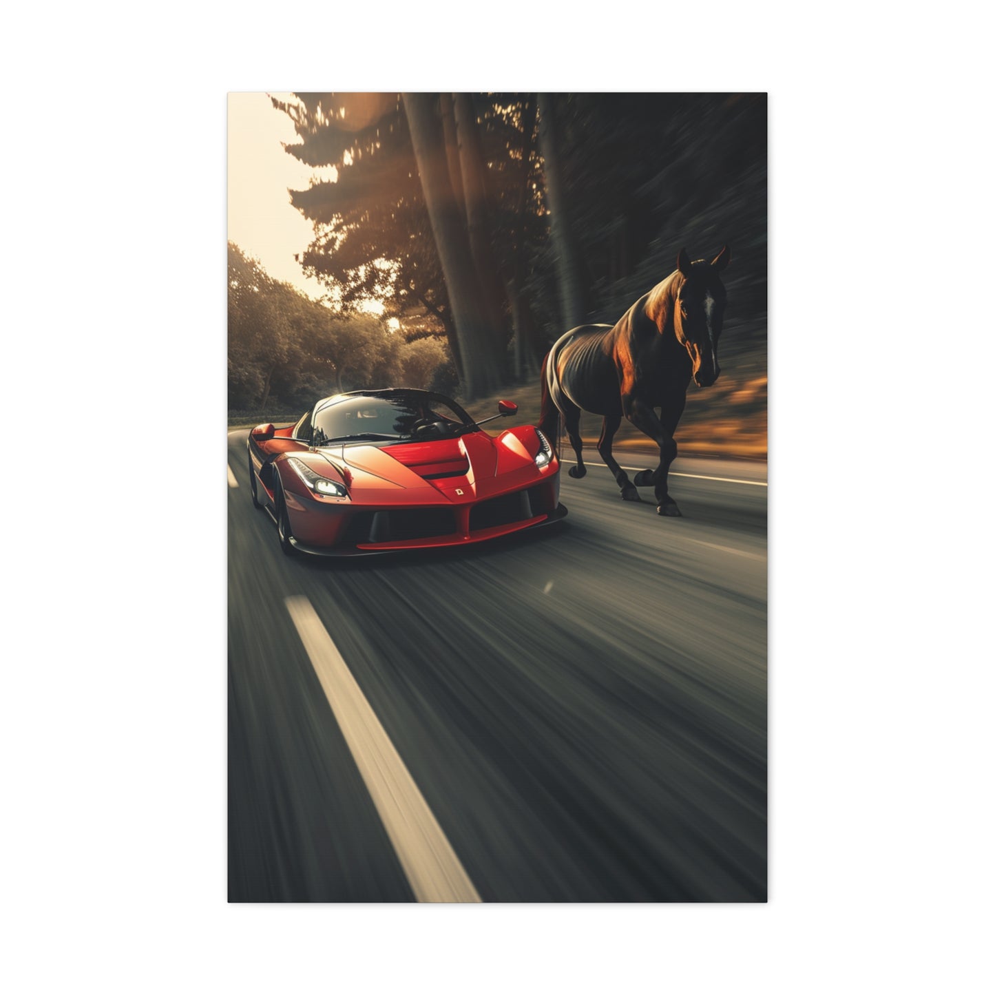 LaFerrari & Stallion Motion Power Wall Art & Canvas Print