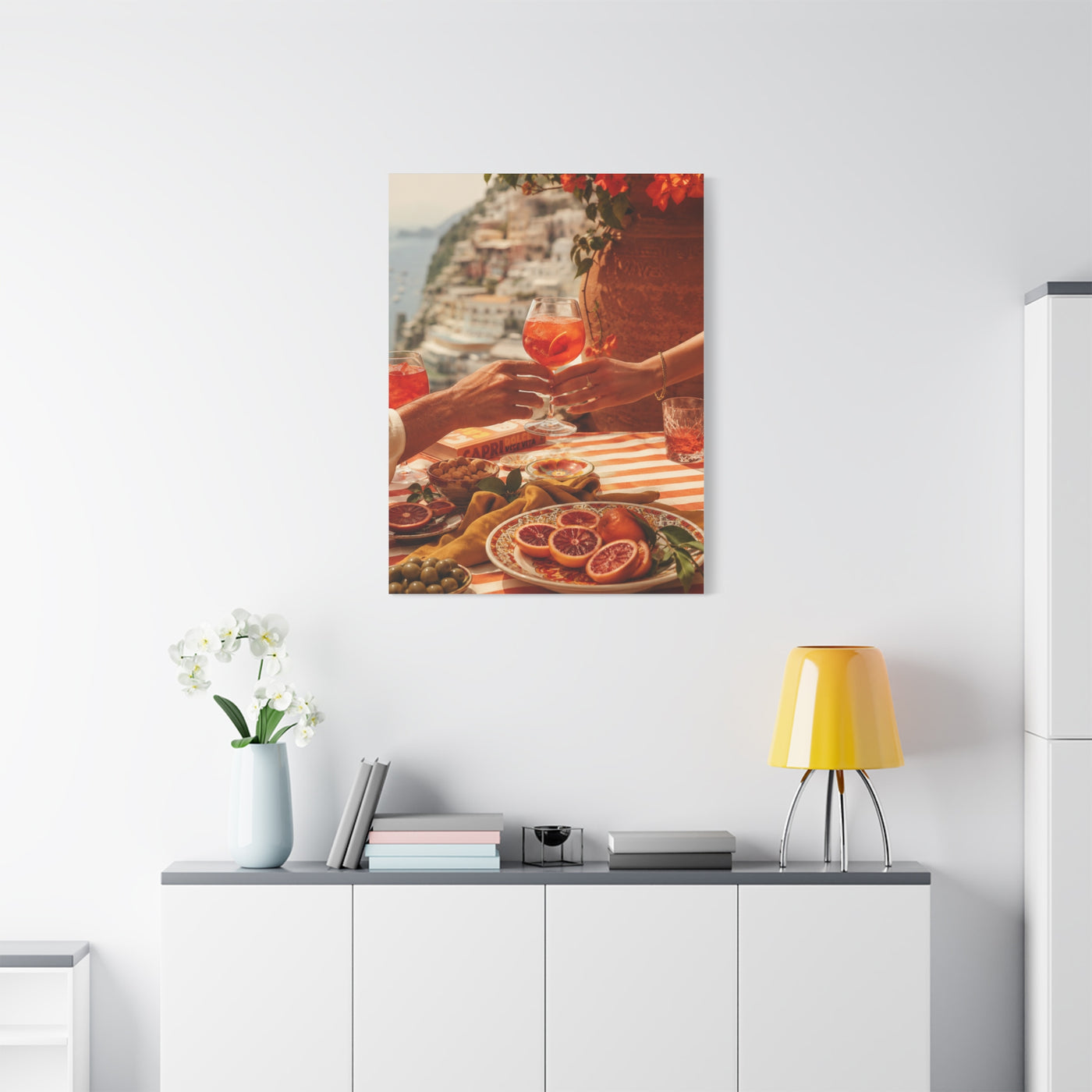 Mediterranean Aperitivo Romance Scene Wall Art & Canvas Print