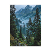 Misty Alpine Forest Valley Wall Art & Canvas Print