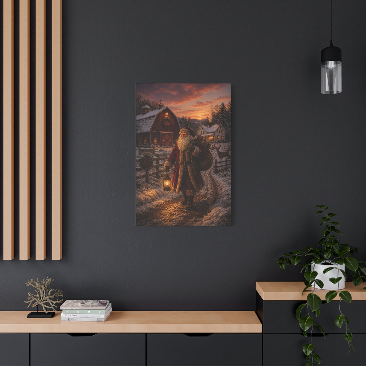 Rustic Farmhouse Santa at Dusk Wall Art & Canvas Print
