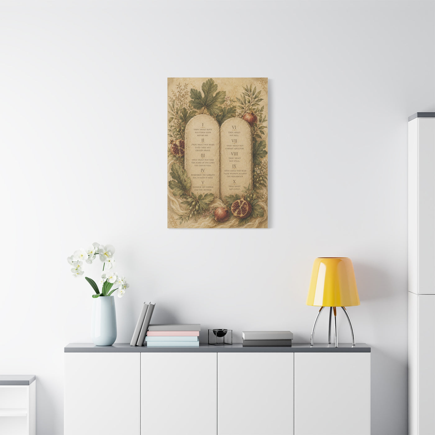 Ten Commandments Botanical Scripture Wall Art & Canvas Print