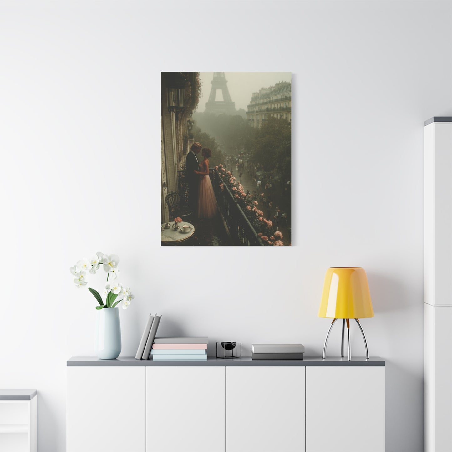 Paris Balcony Dawn Romance Wall Art & Canvas Print