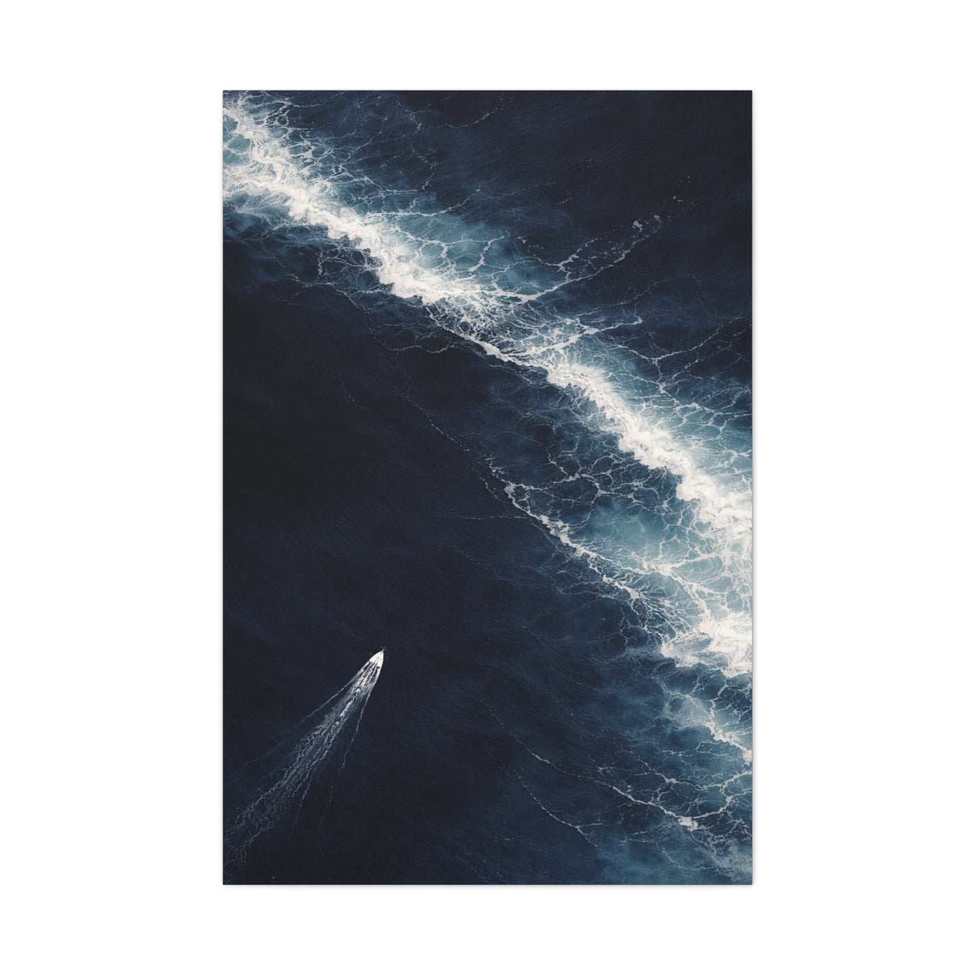 Aerial Navy Ocean Wave Perspective Wall Art & Canvas Print