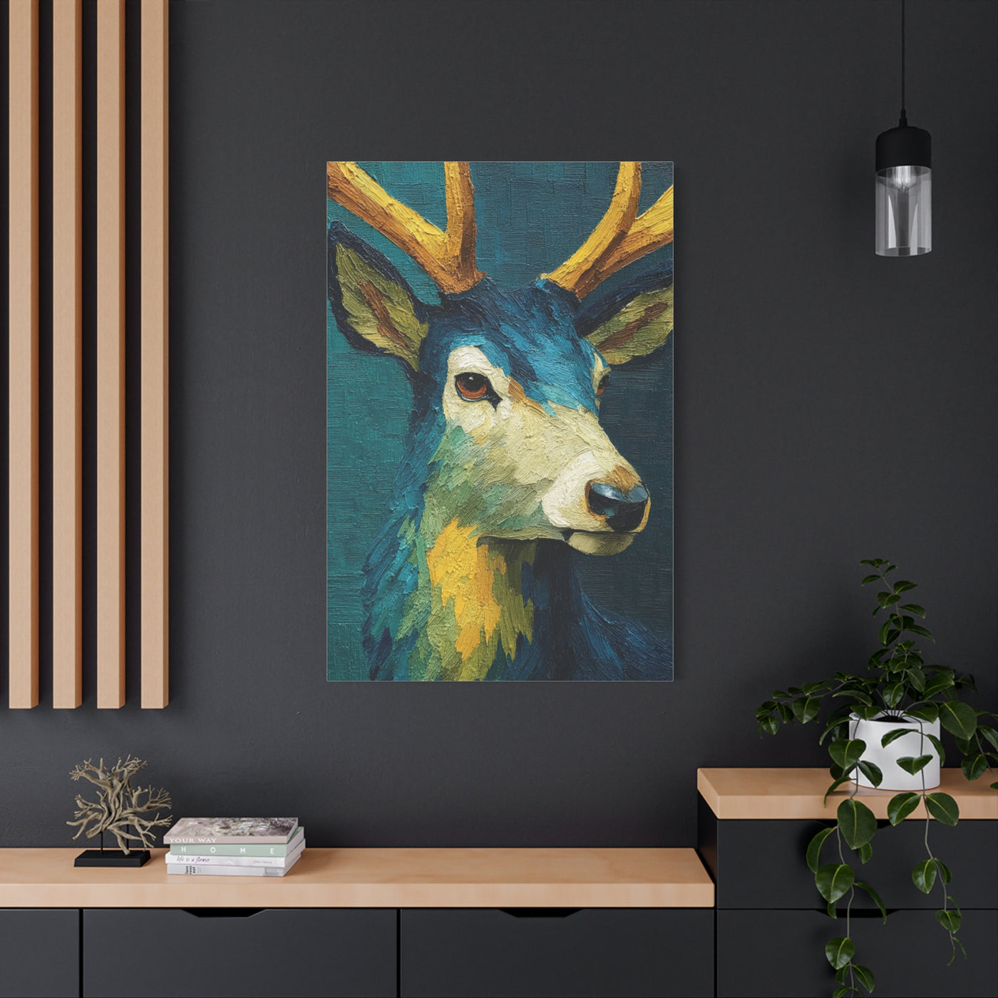 Modern Expressionist Deer Portrait Wall Art & Canvas Print