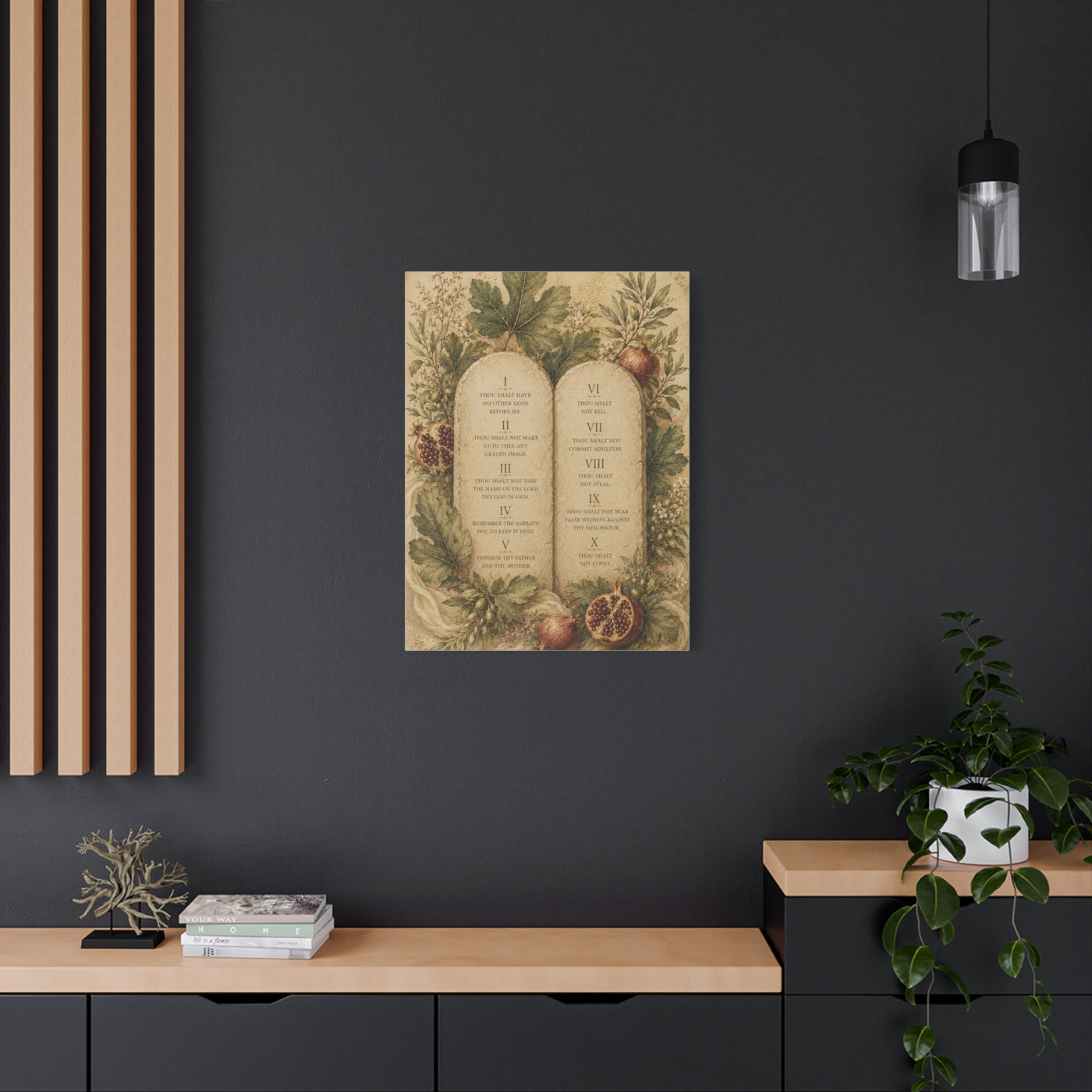 Ten Commandments Botanical Scripture Wall Art & Canvas Print