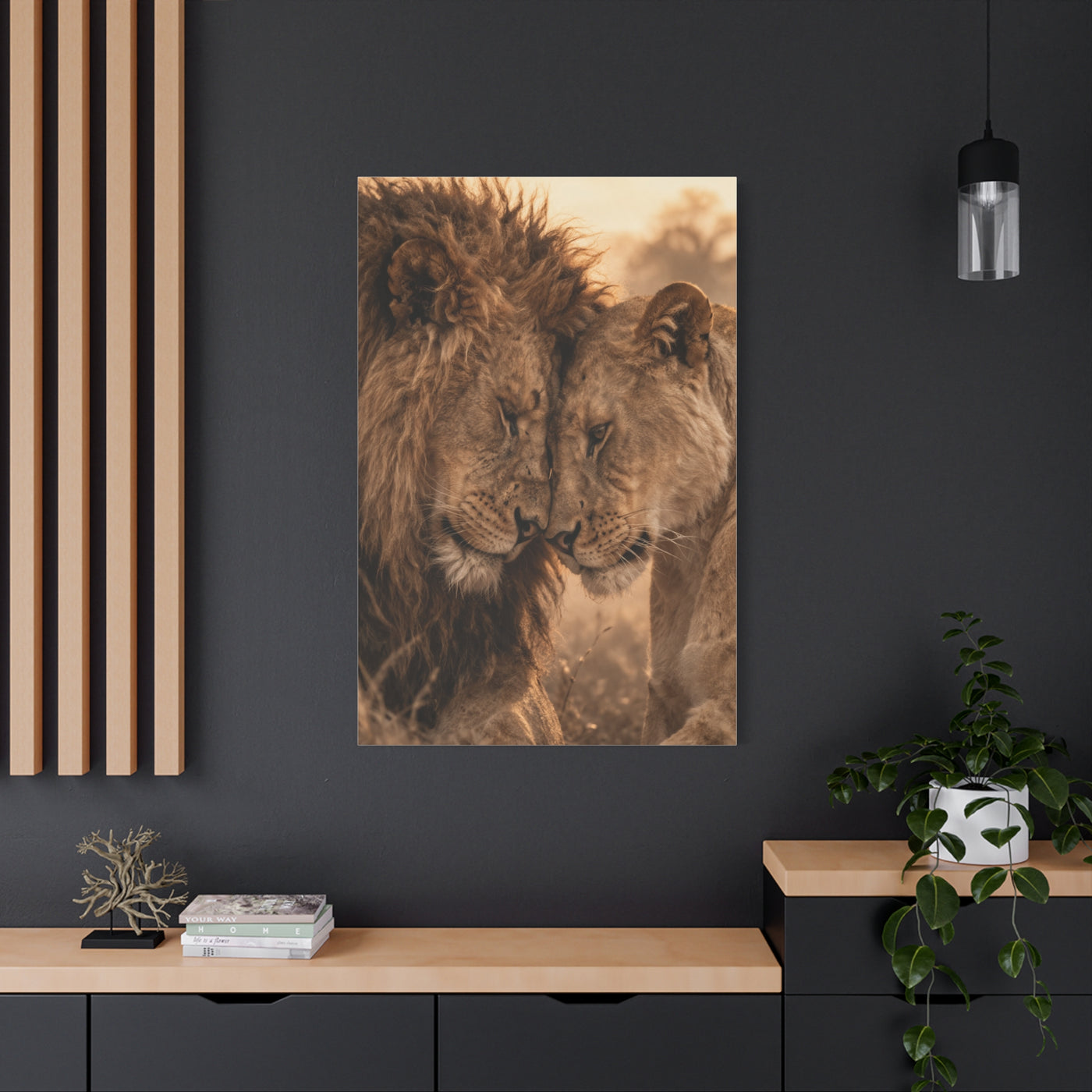 Lion and Lioness Intimate Bond Wall Art & Canvas Print