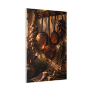 Copper Cookware Rustic Kitchen Wall Art & Canvas Print