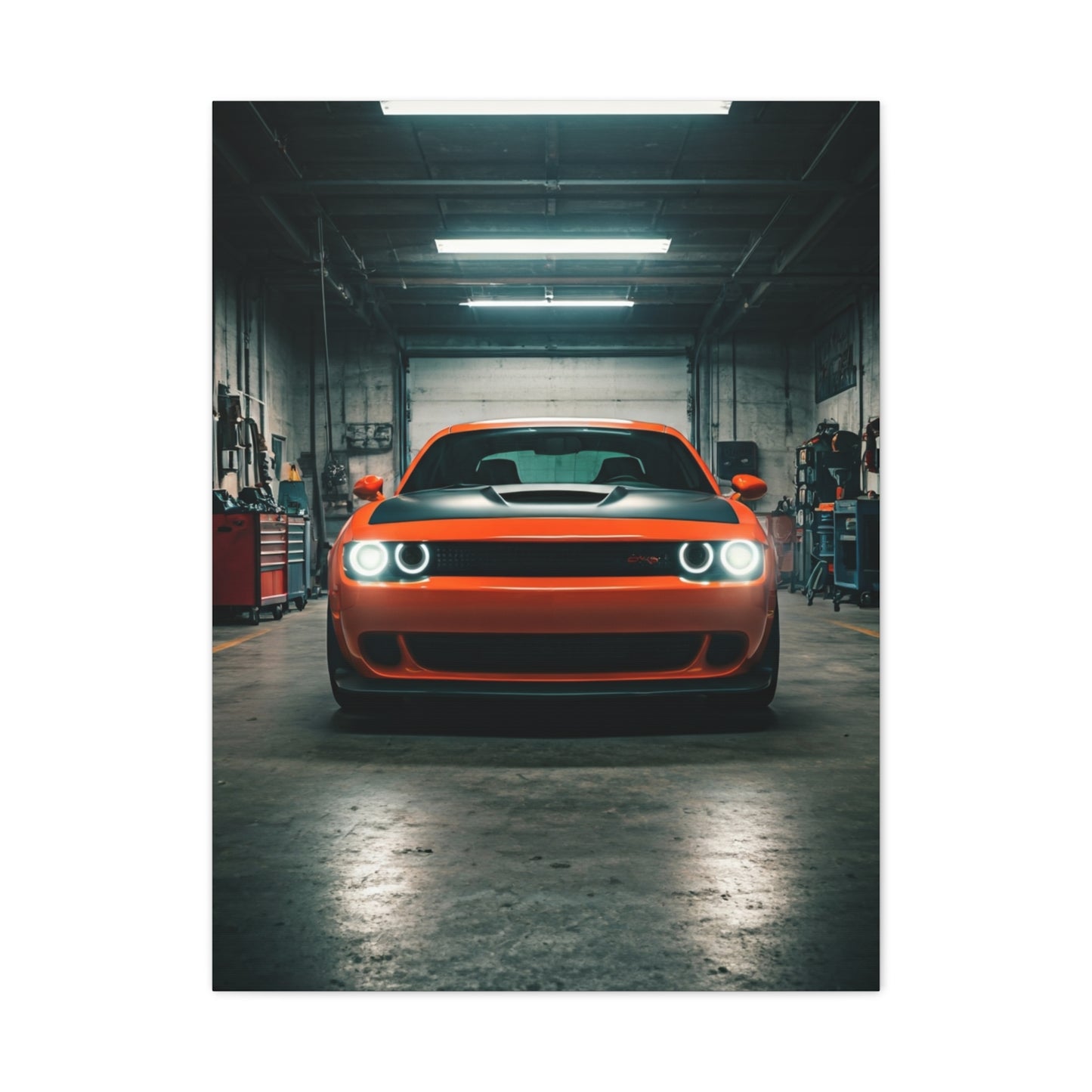Dodge Challenger Demon Industrial Garage Presence Wall Art & Canvas Prints