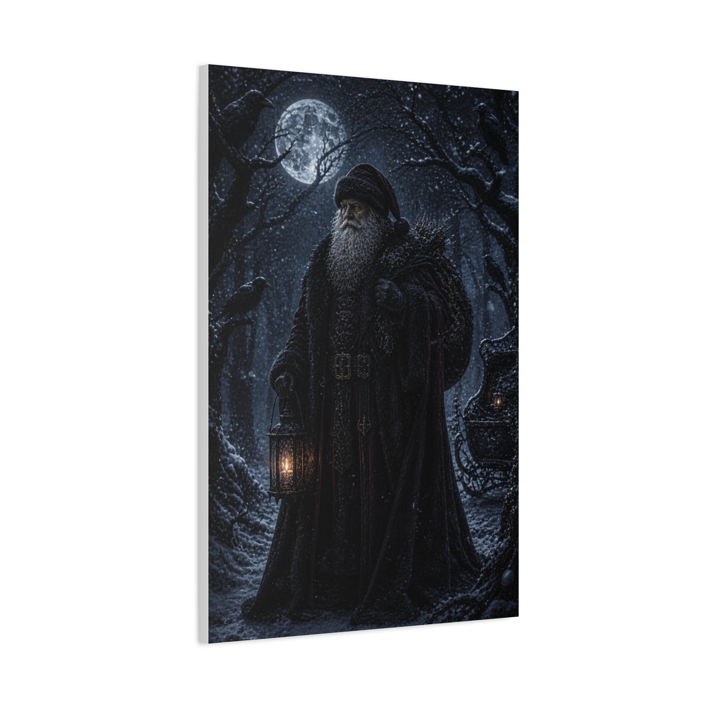 Gothic Moonlit Santa Forest Wall Art & Canvas Print