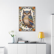 Artisan Ceramic Owl Tile Wall Art & Canvas Print