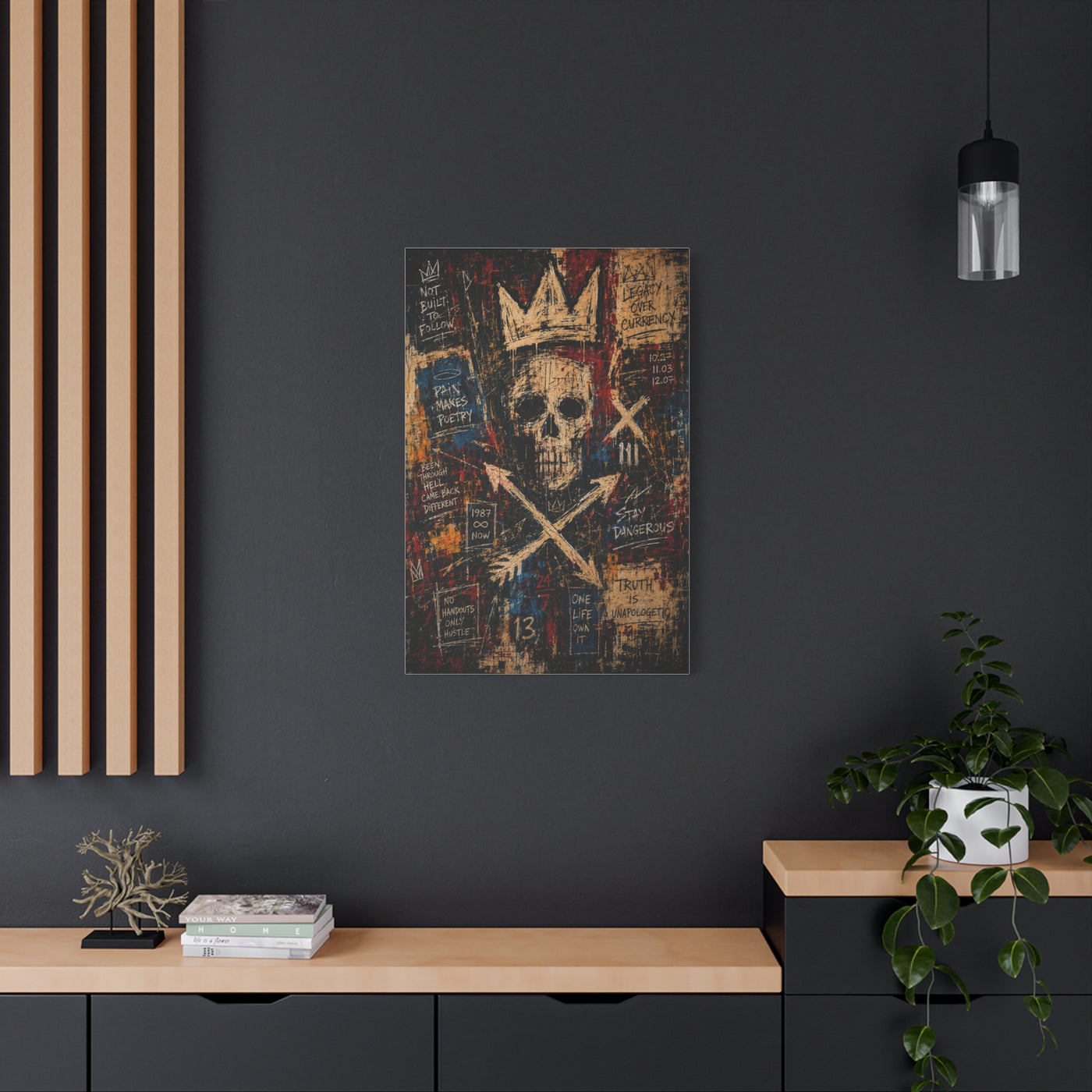 Crowned Skull Rebellion Street Wall Art & Canvas Print