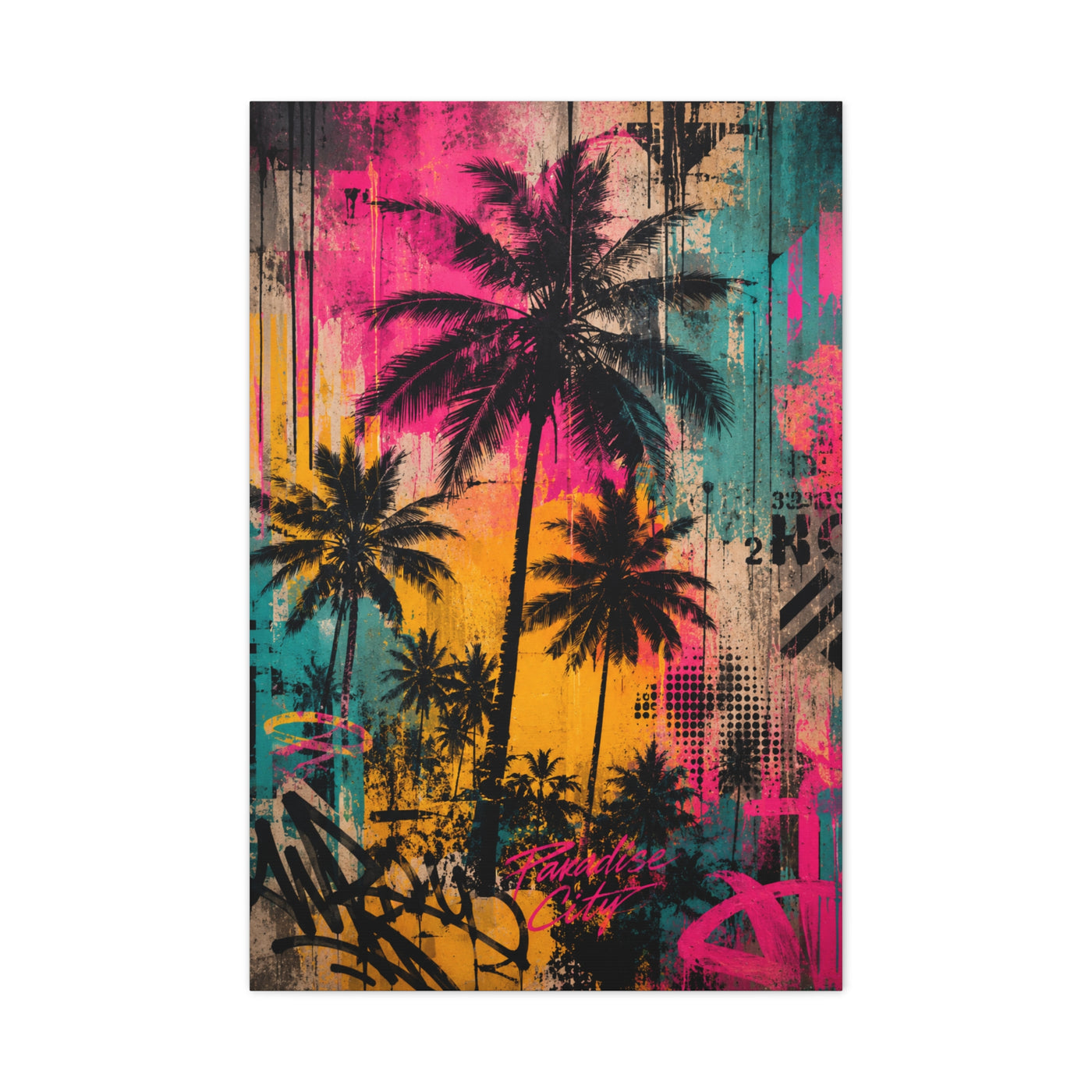 Urban Tropical Graffiti Palm Statement Tropical Wall Art & Canvas Print