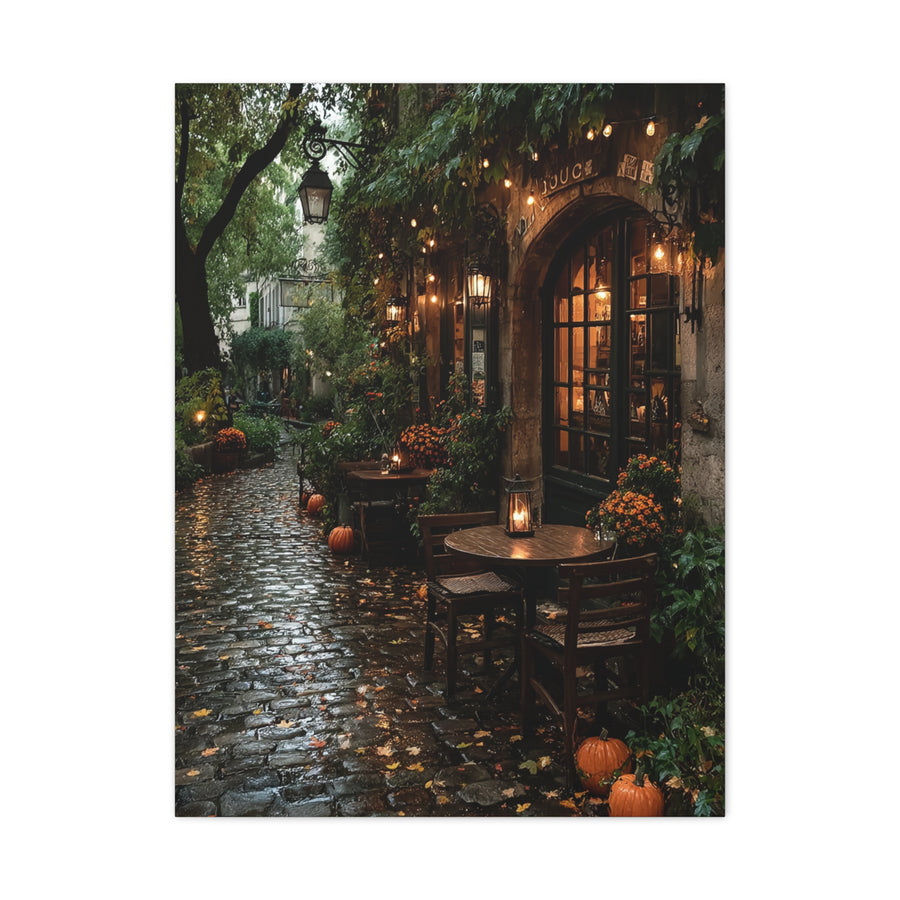 Paris Autumn Café Terrace Wall Art & Canvas Print