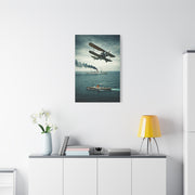 Vintage Biplane Over Open Sea Wall Art & Canvas Prints
