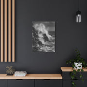 Monochrome Ocean Impact Rock Scene Wall Art & Canvas Print