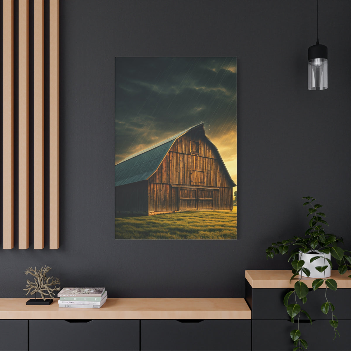 Rainfall on the Quiet Barn Wall Art & Canvas Prints