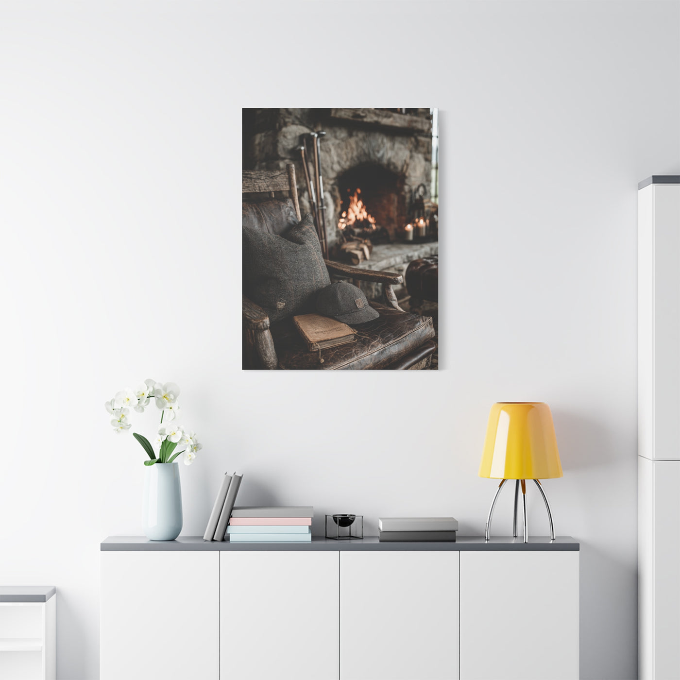 Old Caddie Chair Fireside Golf Still Life Wall Art & Canvas Print