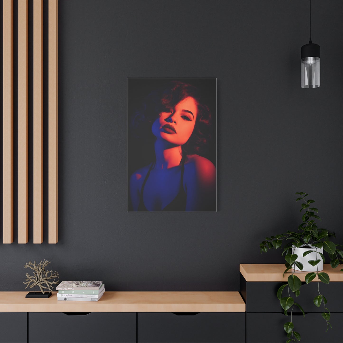 Neon Shadow Fashion Portrait Wall Art & Canvas Print