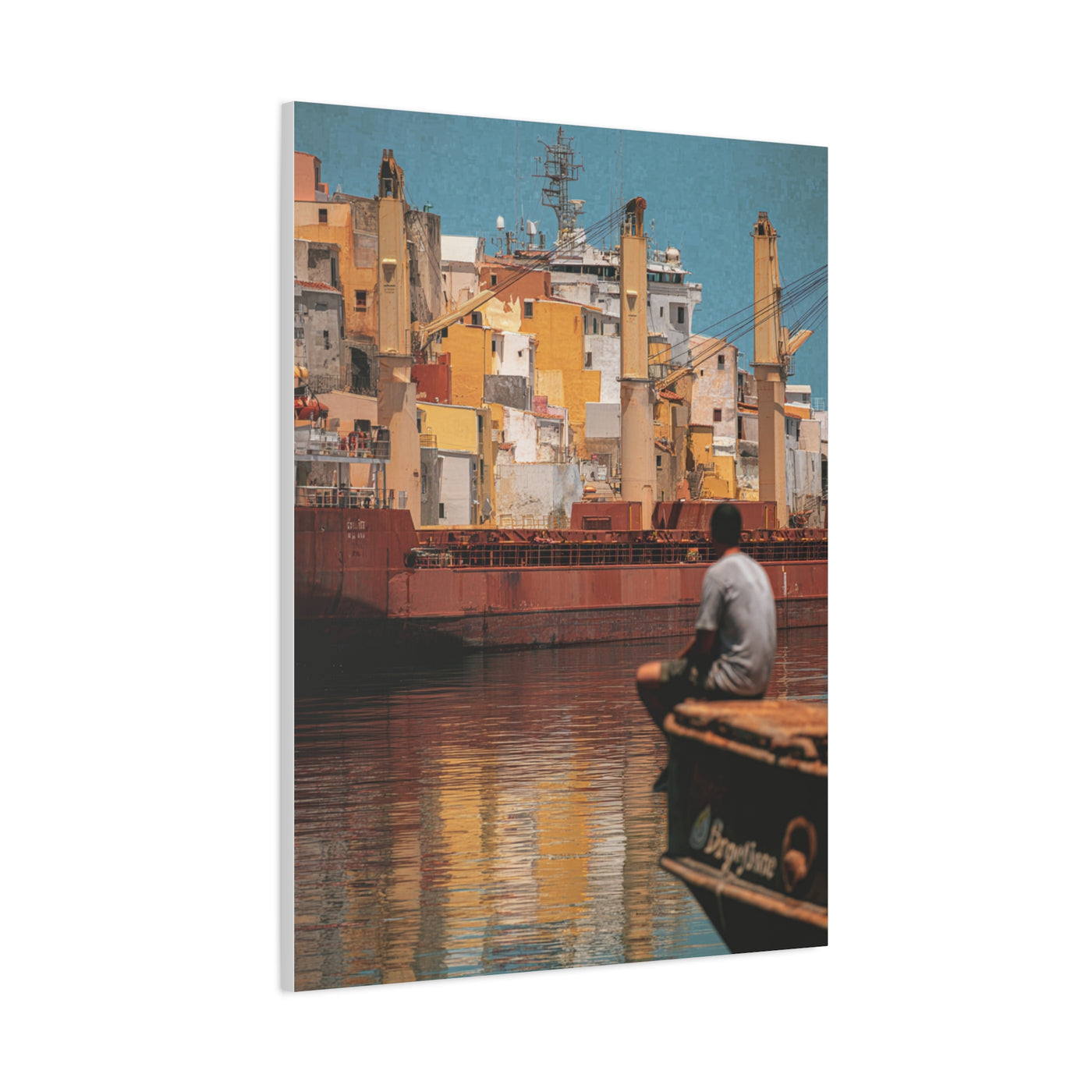 Mediterranean Industrial Harbor Contemporary Wall Art & Canvas Print