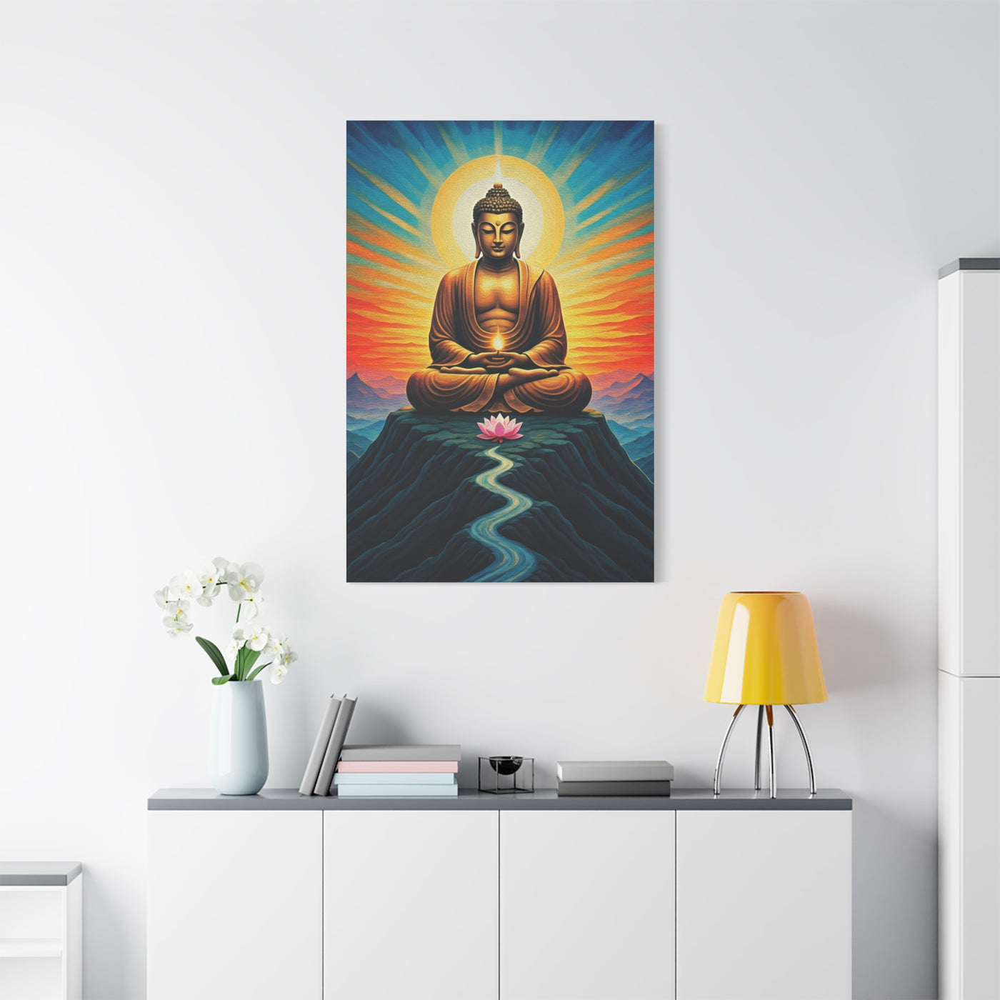 Meditative Buddha with Lotus Path Wall Art & Canvas Prints