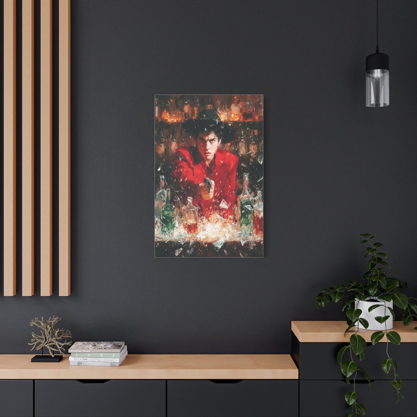 Saloon Gunfire Cowboy Painting Wall Art & Canvas Print