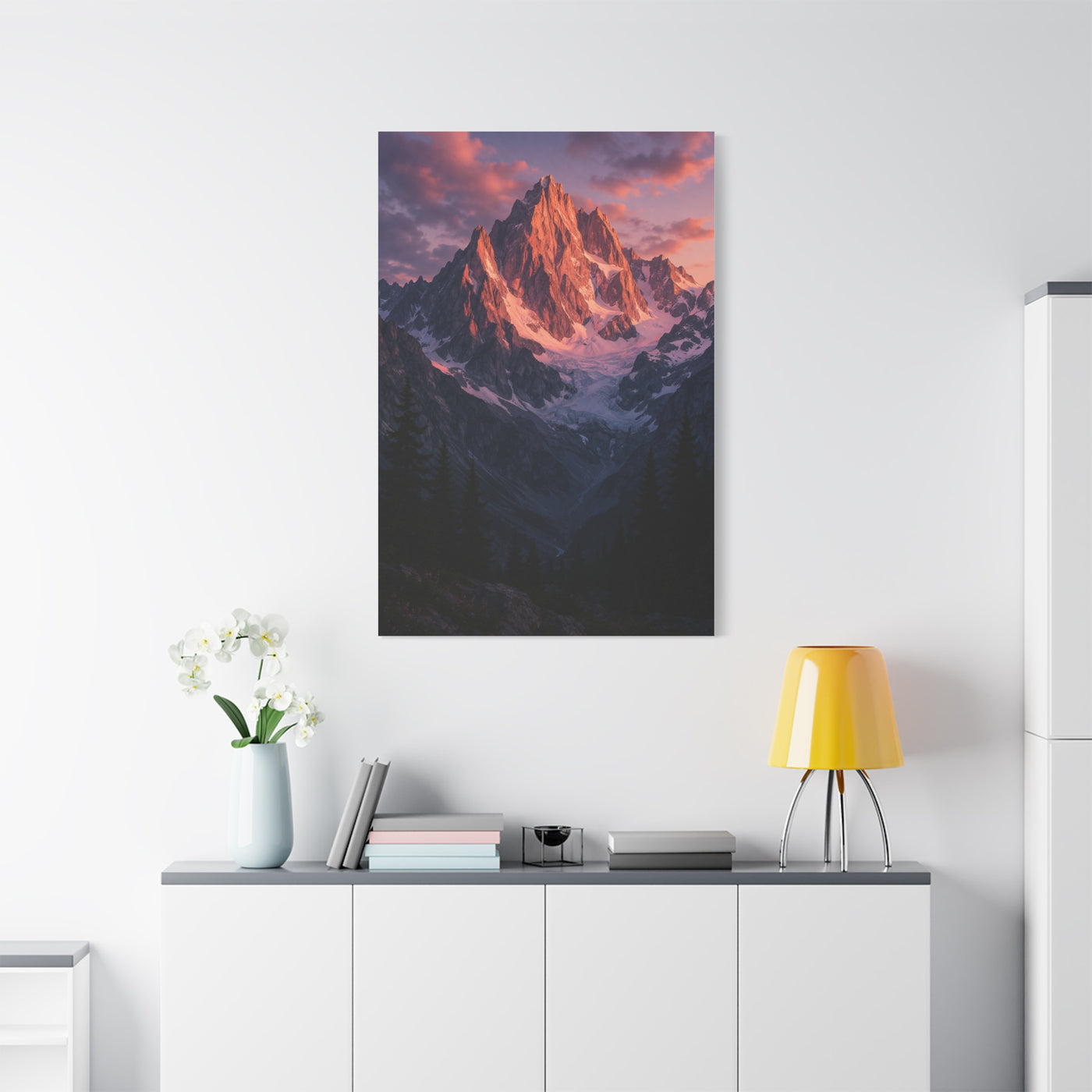 Rose Alpenglow Mountain Face Wall Art & Canvas Print