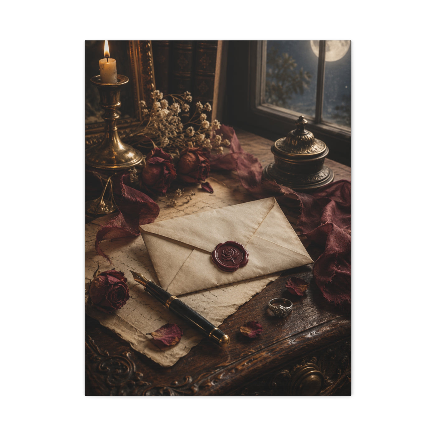 Vintage Love Letter Candlelight Desk Wall Art & Canvas Print