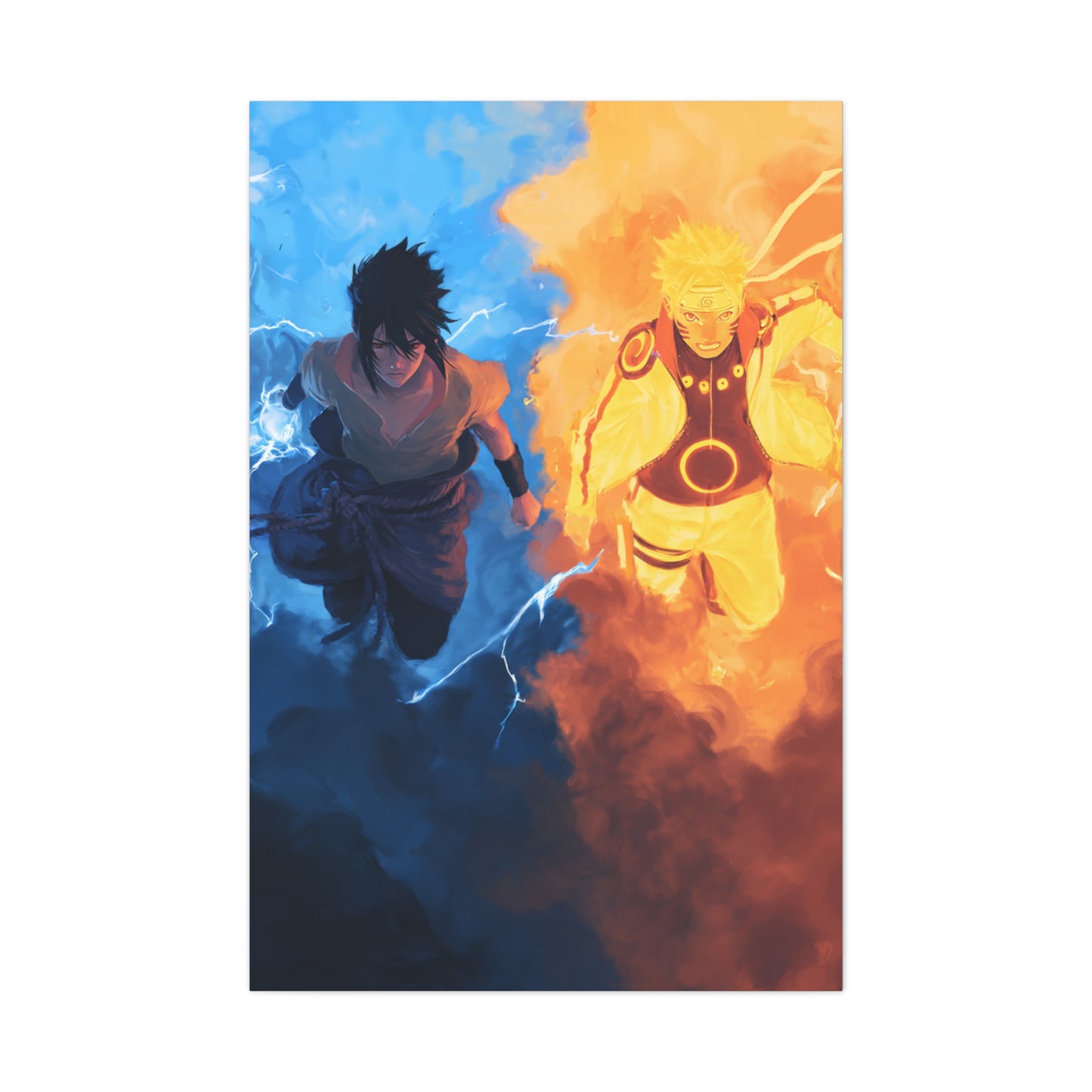 Naruto Uzumaki and Sasuke Uchiha Elemental Divide Wall Art & Canvas Print