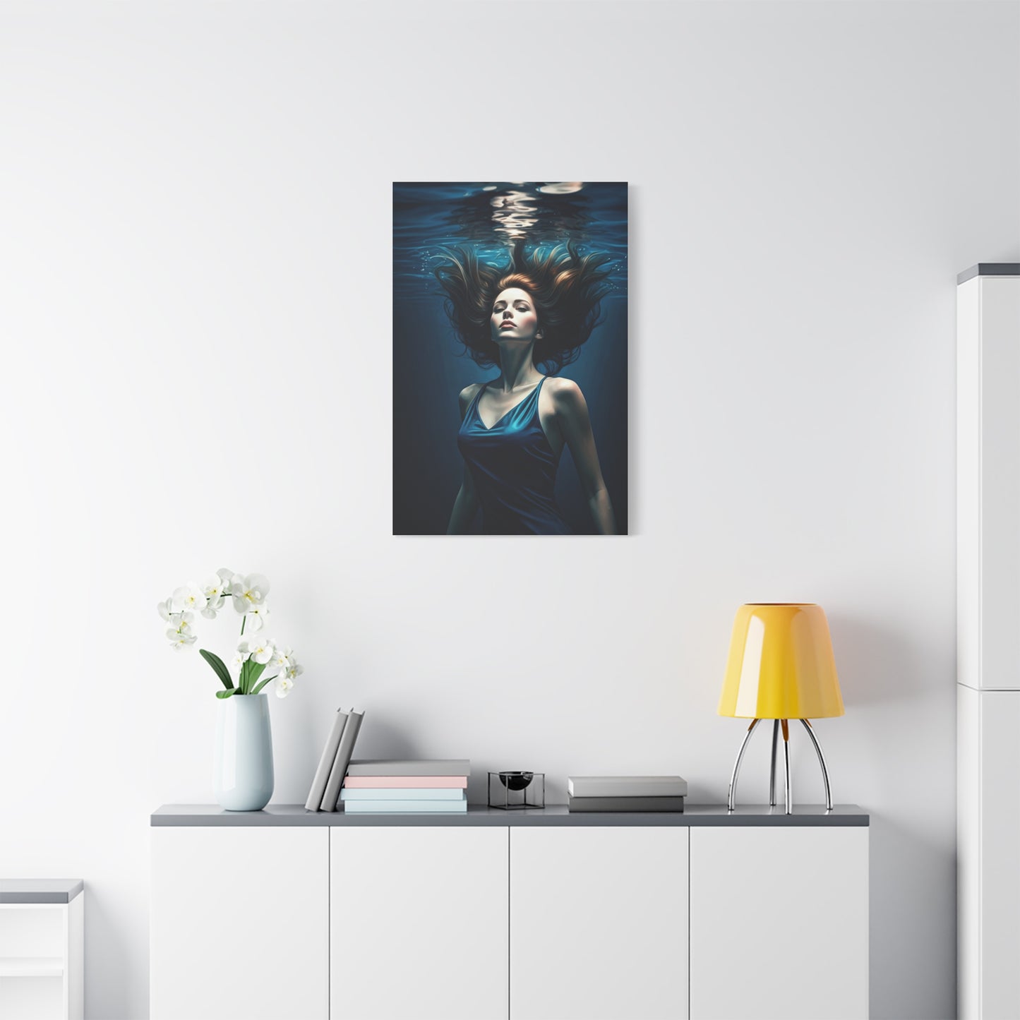 Submerged Serenity Blue Figure Wall Art & Canvas Prints