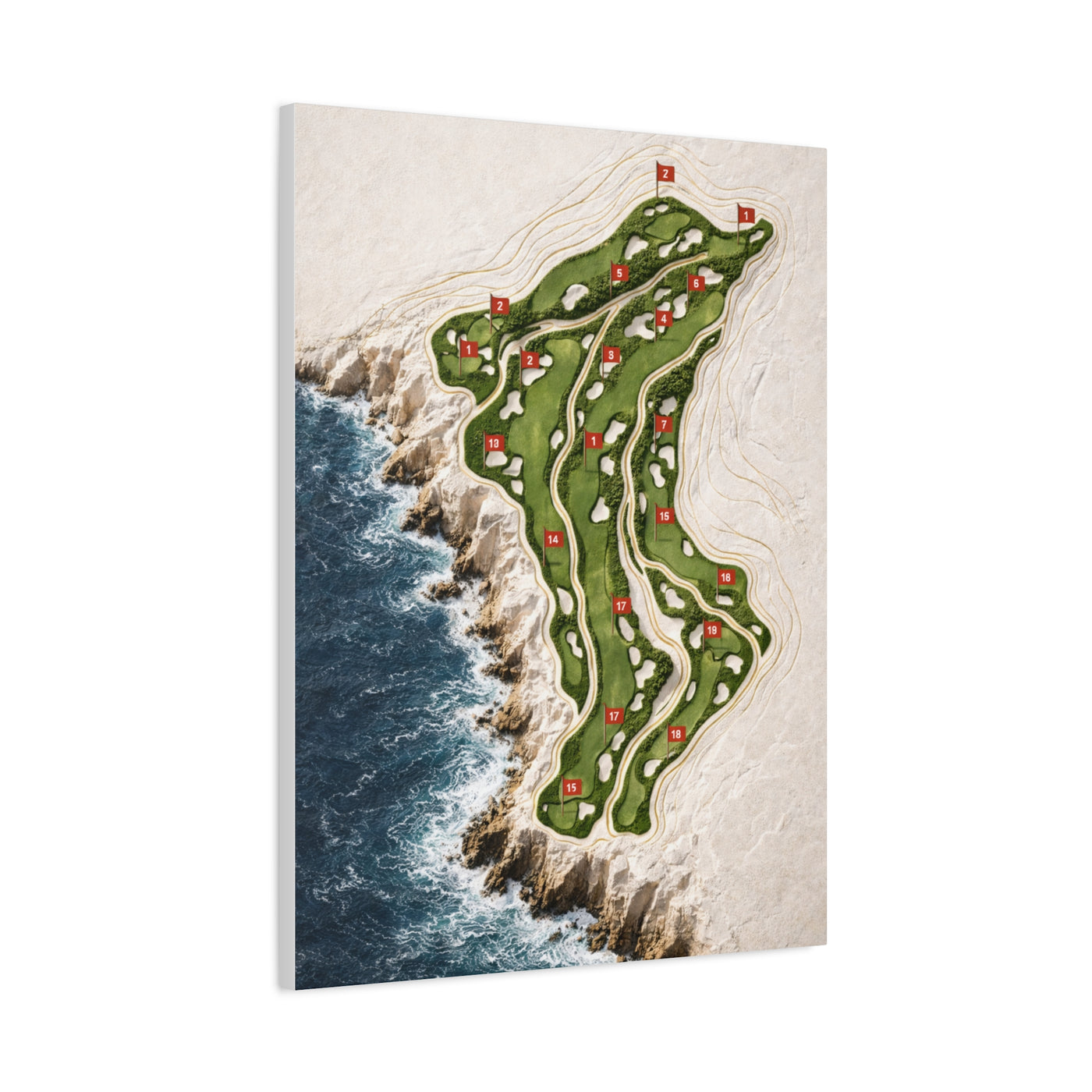 Sculpted Seaside Golf Course Map Wall Art & Canvas Print
