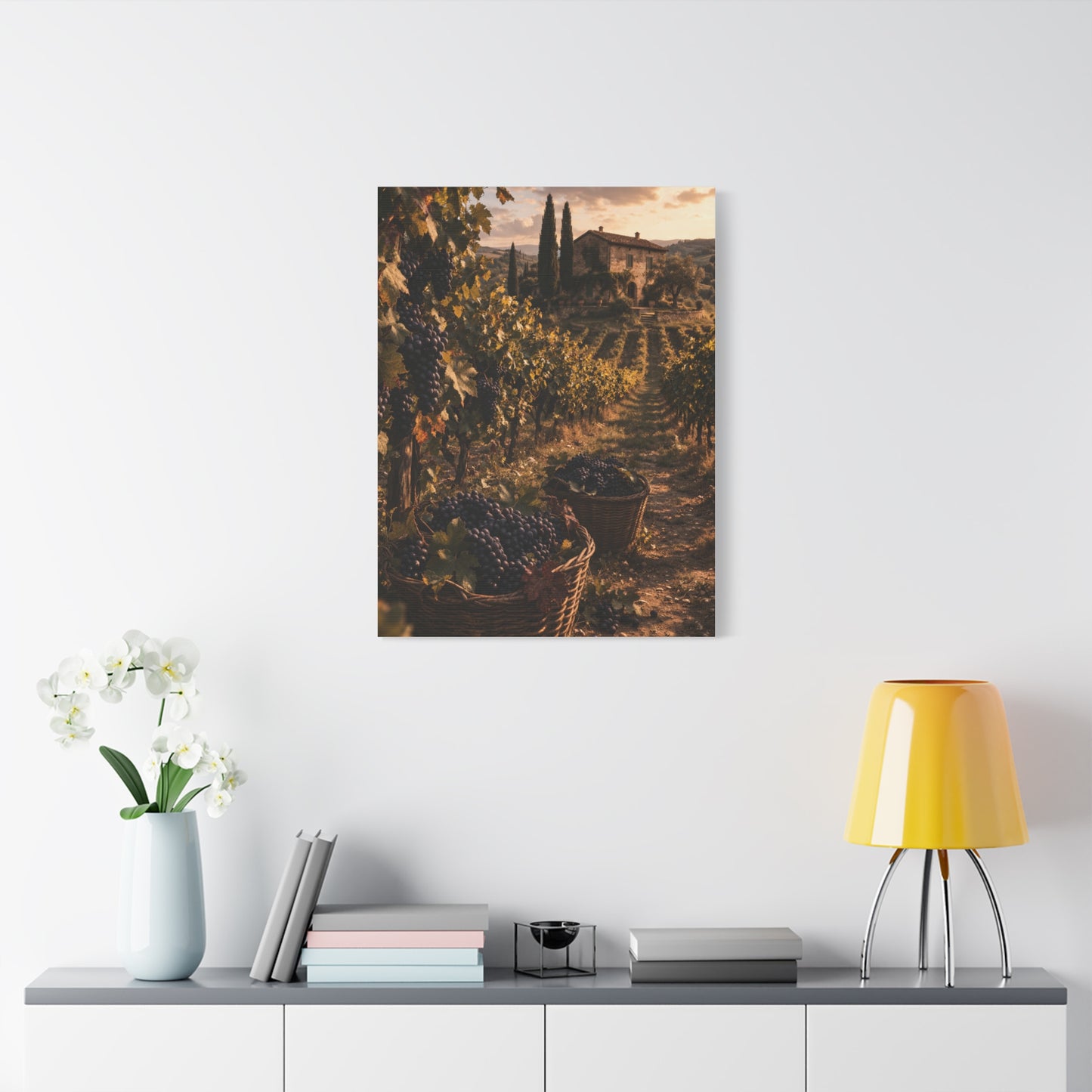 Tuscan Vineyard Harvest Scene Wall Art & Canvas Print