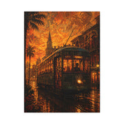 Historic Streetcar Jazz Sunset Wall Art & Canvas Print