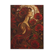 Red Art Nouveau Poppy Muse Wall Art & Canvas Print