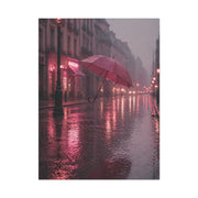 Dreamy Pink Umbrella Rain Scene Wall Art & Canvas Print