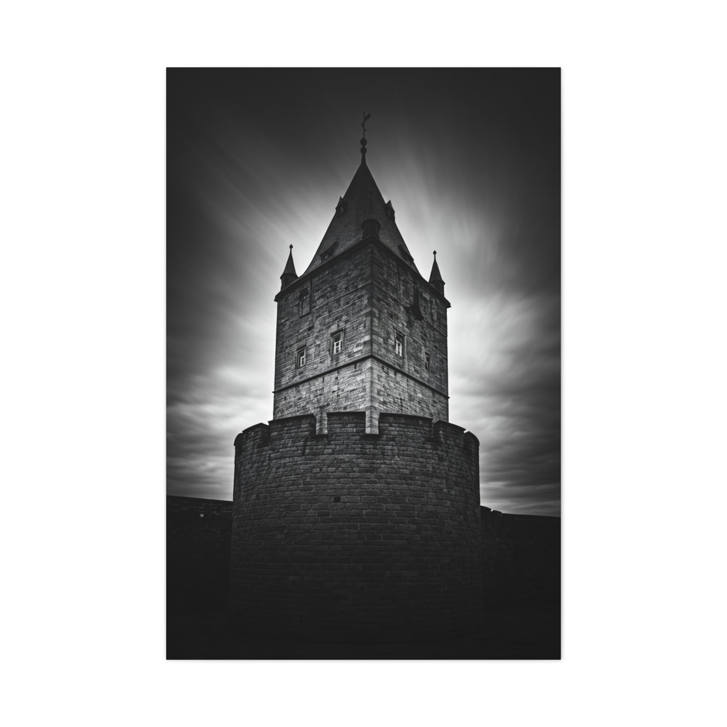 Gothic Fortress Tower Under Dramatic Skies Wall Art & Canvas Prints
