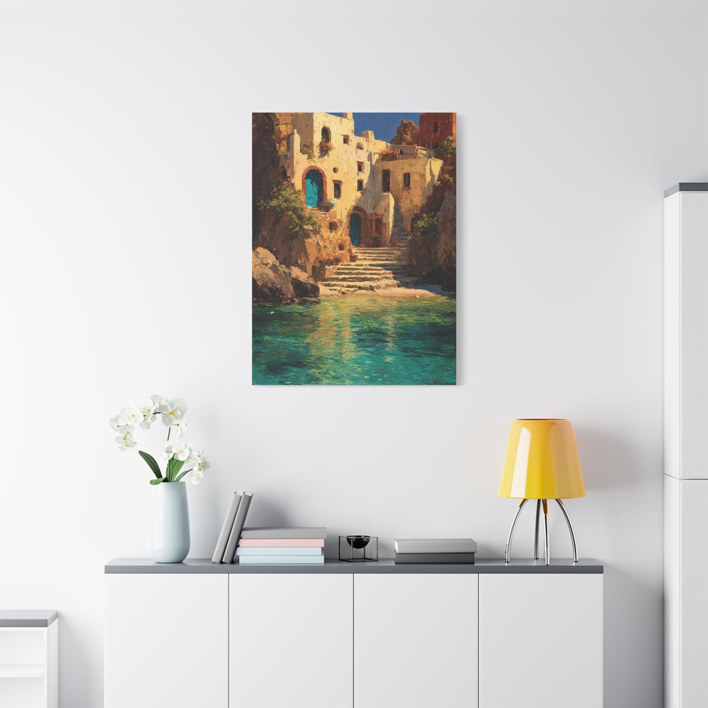 Mediterranean Coastal Village Wall Art & Canvas Print
