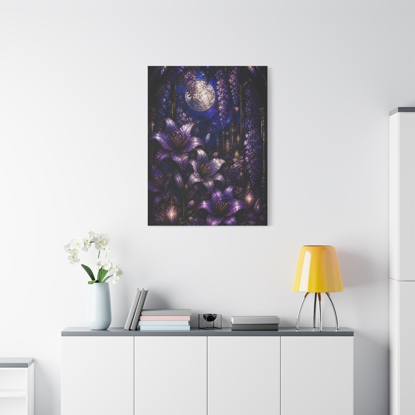 Stained Glass Violet Cathedral Garden Wall Art & Canvas Print