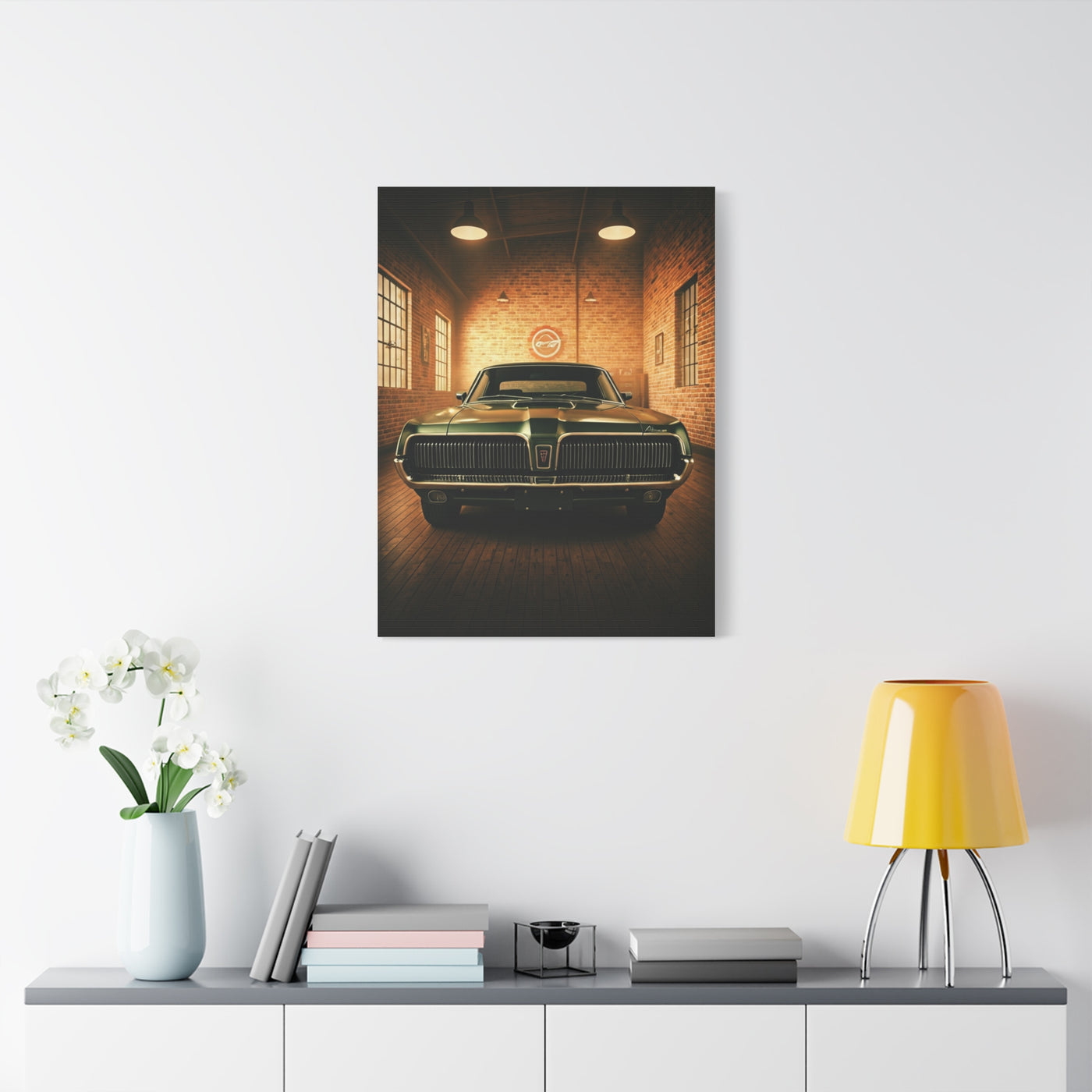 Mercury Cougar Retro Dealership Wall Art & Canvas Prints