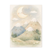 Moon & Sleepy Mountains Nursery Wall Art & Canvas Print