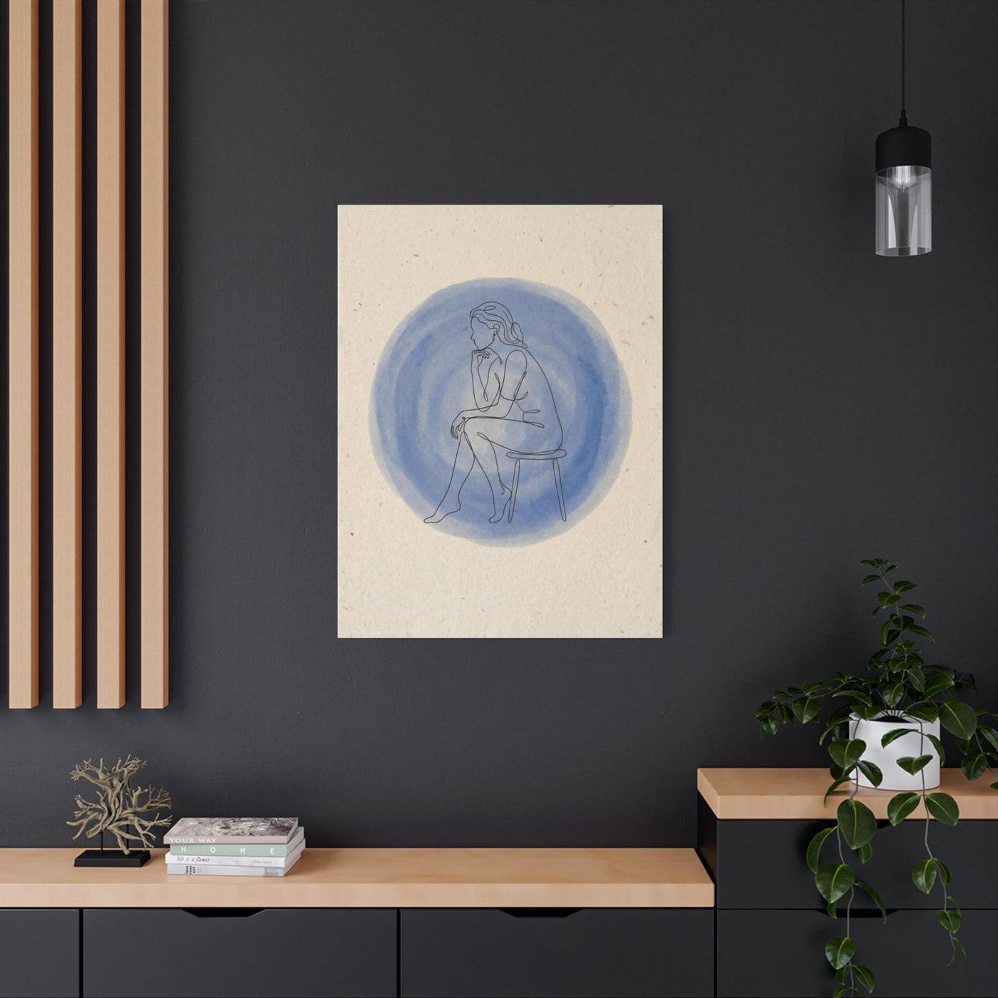 Minimal Thinker Line Art Composition Wall Art & Canvas Print