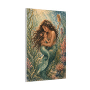 Mother and Child Mermaid Embrace Wall Art & Canvas Print