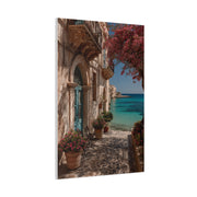 Sicilian Coastal Balcony Scene Wall Art & Canvas Print