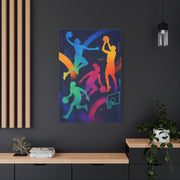 Rainbow Basketball Silhouette Sports Wall Art & Canvas Print