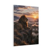 Lion at Sunrise Over Savannah Valley Wall Art & Canvas Print