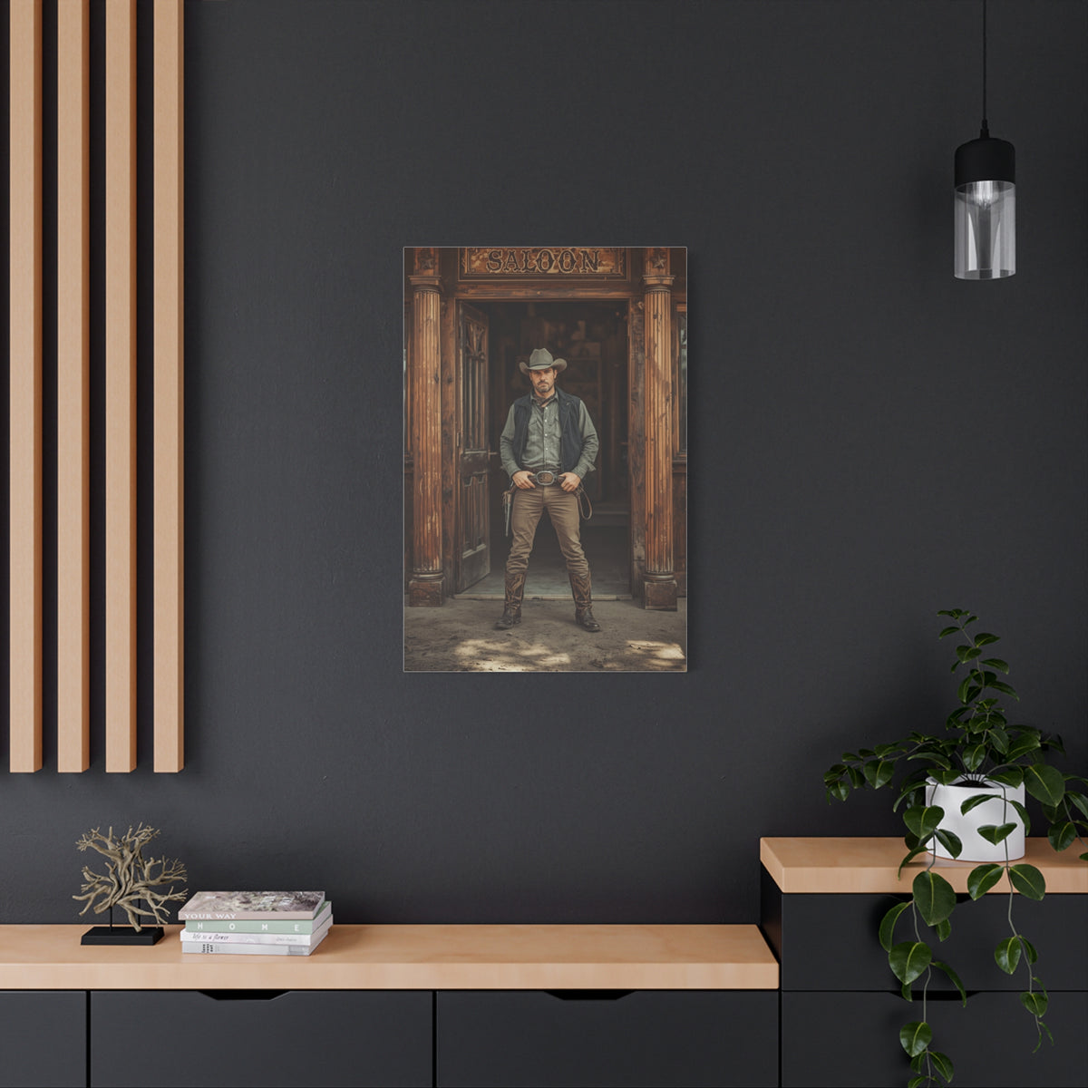 Gunslinger Outside the Saloon Wall Art & Canvas Print