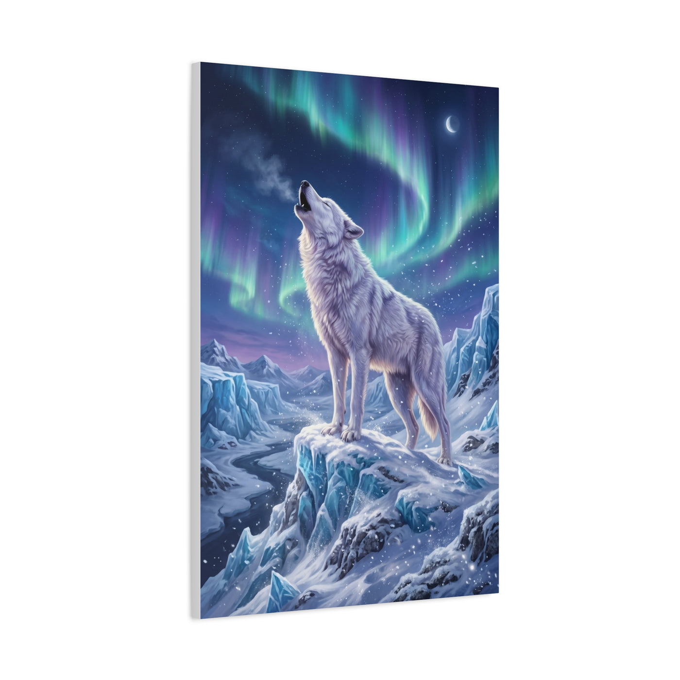Arctic Wolf Aurora Borealis Scene Wall Art & Canvas Print